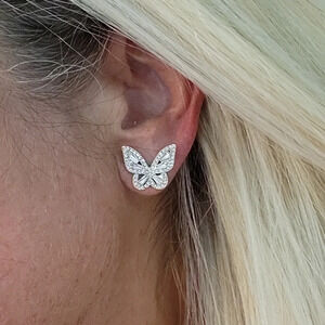 CRYSTAL SHIMMER BUTTERFLY EARRINGS, Choice of Color